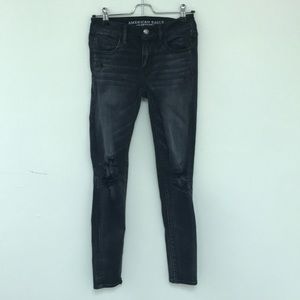 American Eagle Black Distressed Jeggings